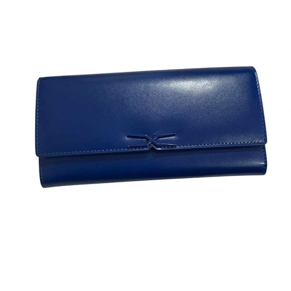 Each Other Paris blue leather long wallet retail $308
